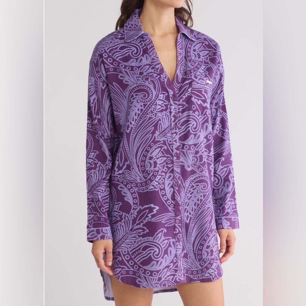 NWT Ted Baker Purple Paisley button-down Women's Sleep Shirt — loungewear
